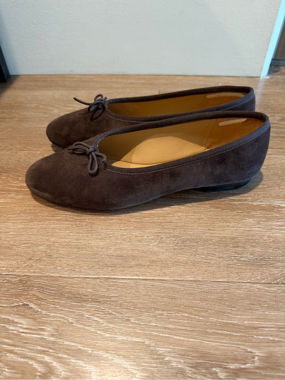 Madewell Dark Brown Suede Bow Ballet Flats